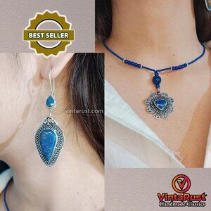 Black Friday Lapis Lazuli Gemstone Jewelry Necklace and Earrings